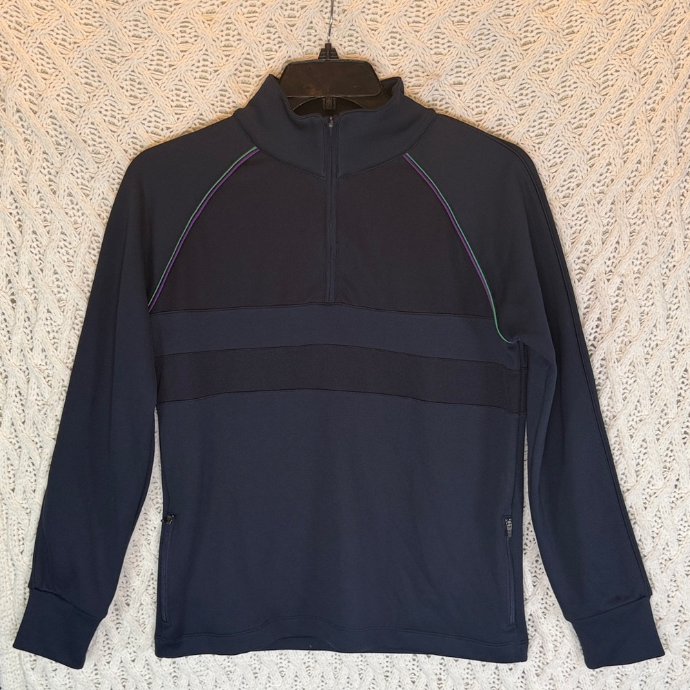 Women's Wimbledon Navy Pullover Size Large Tenniscore 1/4 Zip‎ Long Sleeve